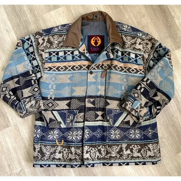 EikoWada EW Southwest Jacket Vintage Wool Blend Blanket Coat Cozy Cabin Gorpcore - Picture 1 of 9
